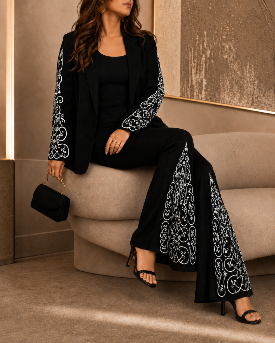 BLACK SHIFTFLARE DENIM SET- Transformable Blazer & Flare Jeans