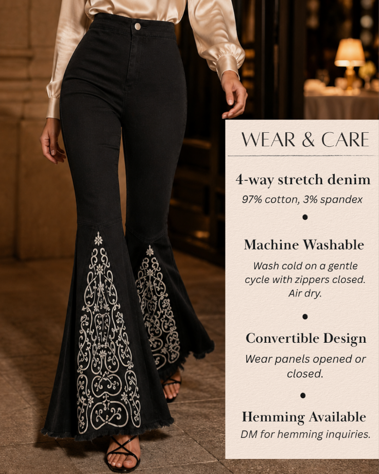 Wear and Care card for the Black ShiftFlare jeans