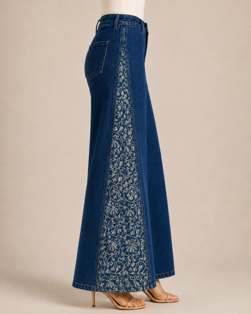 DuoCut Transformable Wide Leg Jeans Side View on Model