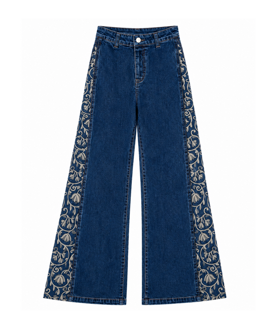 DuoCut transformable wide leg  jeans front view flat lay image