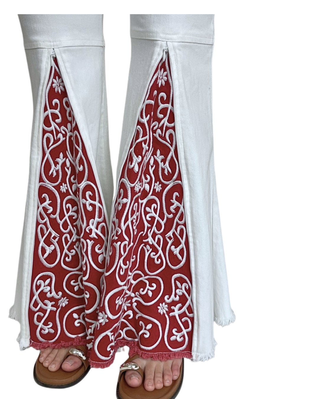 ShiftFlare Jeans - Ivory & Red