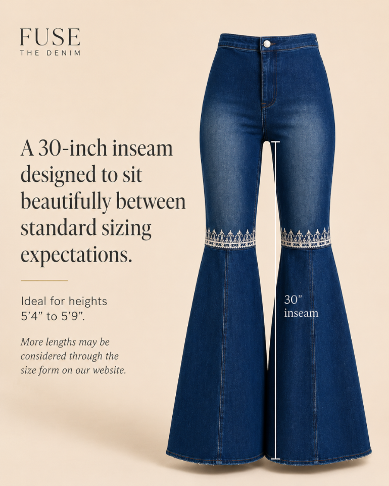 Gharara jeans inseam info