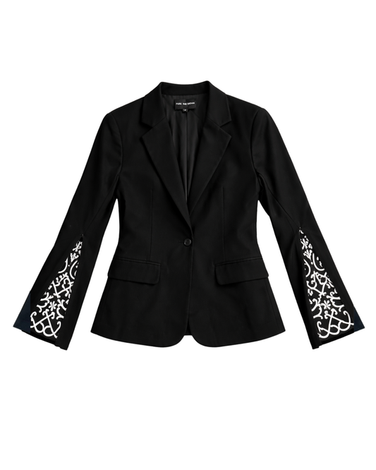 Front view of the black ShiftFlare Blazer