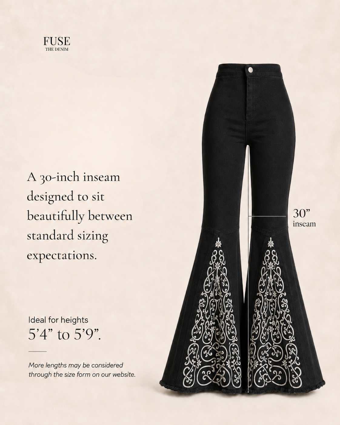 ShiftFlare Black Jeans Inseam info